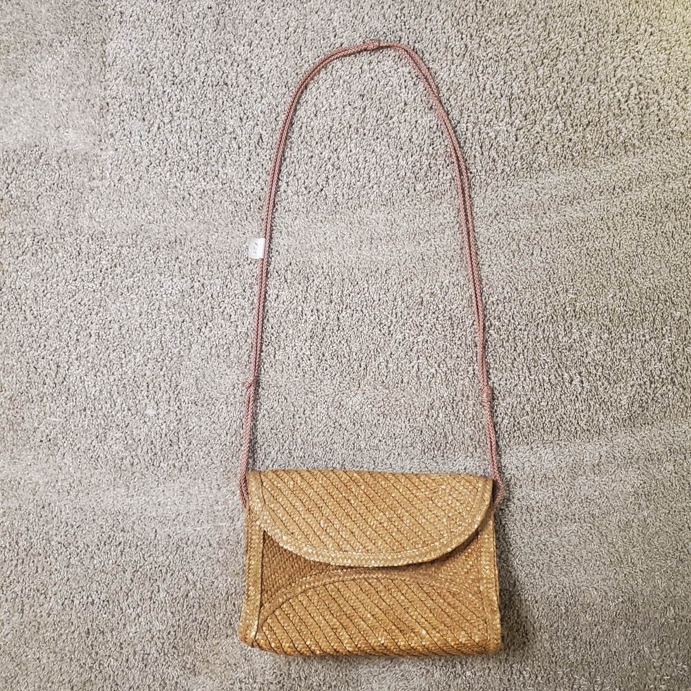 NWT LESCO Woven Straw Crossbody Bag Pink Rope Strap Hong Kong